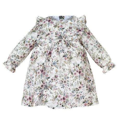 Vestido bebe manga larga floreado-Minhon
