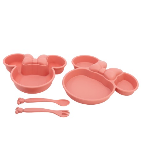 Set vajilla bebé 4 piezas: plato, cuenco y cubiertos Minnie Mouse 1076