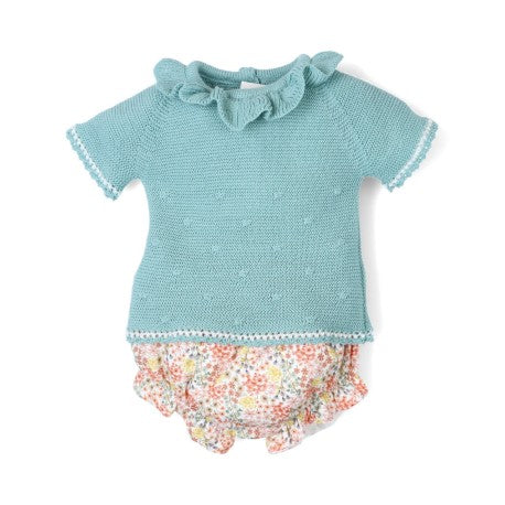 Conjunto corto bebé tejido combinado-Popys