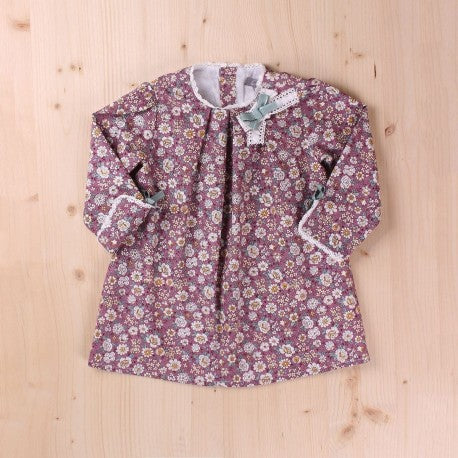 Vestido bebe flores y lazo